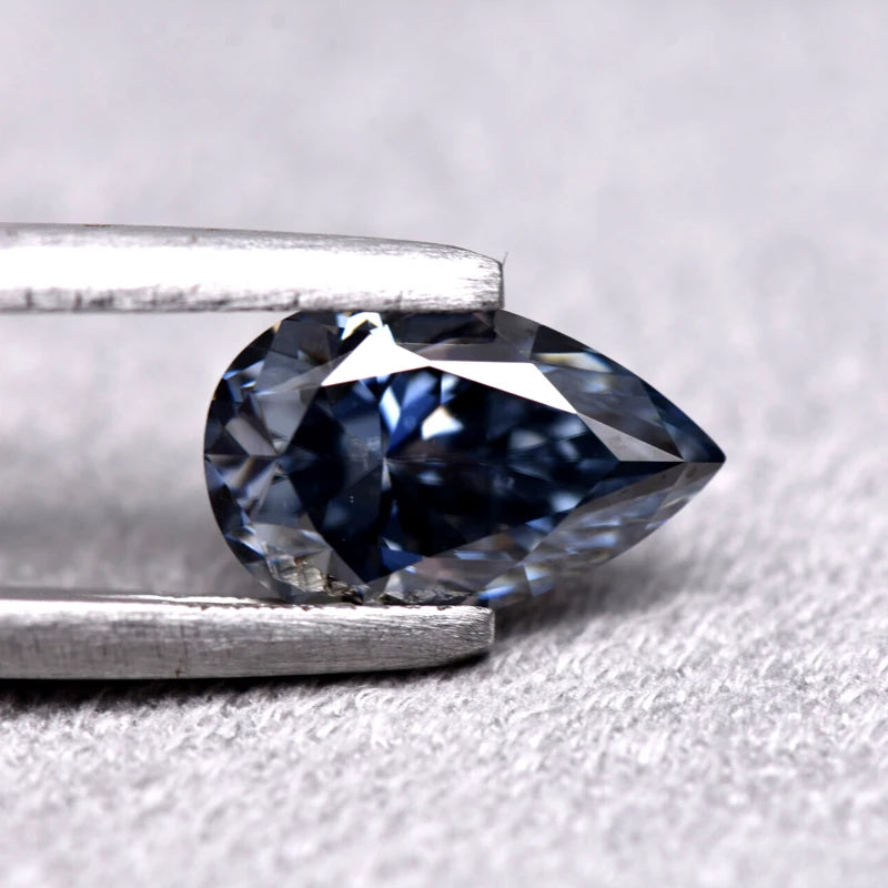 Pear Cut Grey Color Moissanite Synthetic Gemstone with Certificate Charms Gemstone