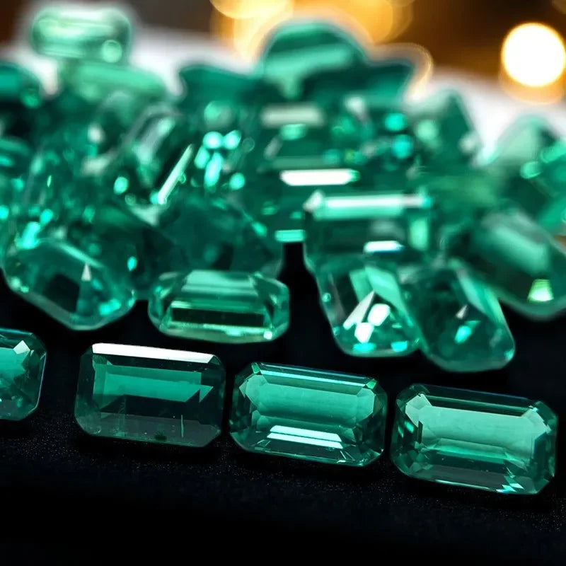 Hydrothermal Emerald Hand Cut Laboratory Columbia Emeralds Size 3x5mm  with Cracks Inclusions Inside Selectable AGL Certificate