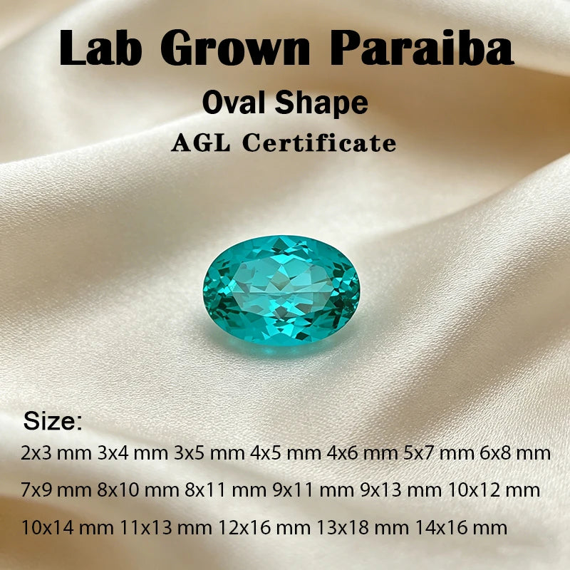 Lab Grown Paraiba Gemstone Oval Shape Loose Gemstones For Jewelry Setting Multi Shapes Available Heart Emerald Cushion Marquise