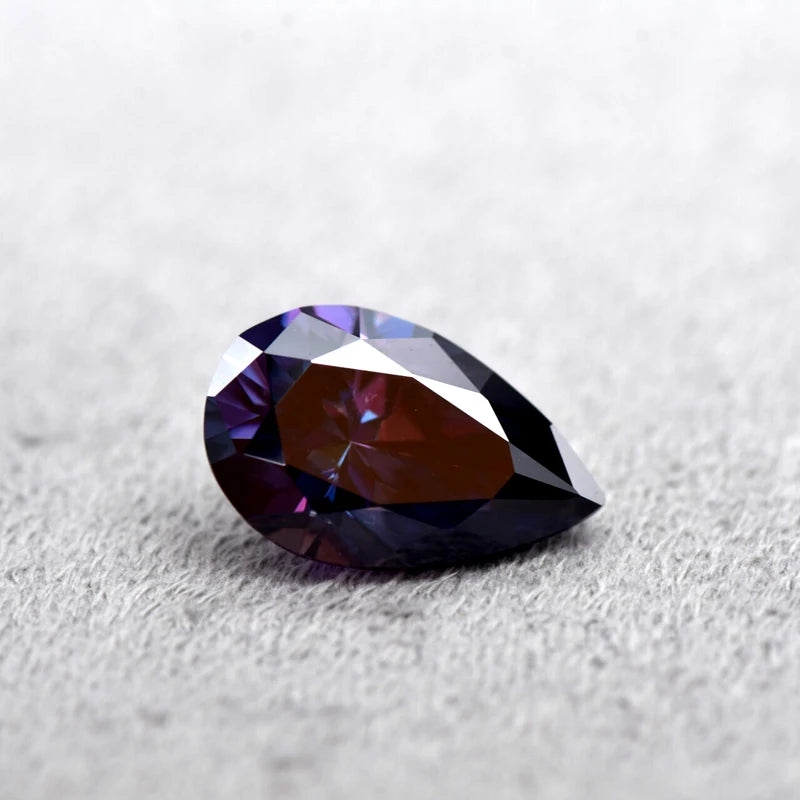Pear Cut Emperor Purple Color Moissanite Synthetic Gemstone with Certificate Extremely Shiny Quality