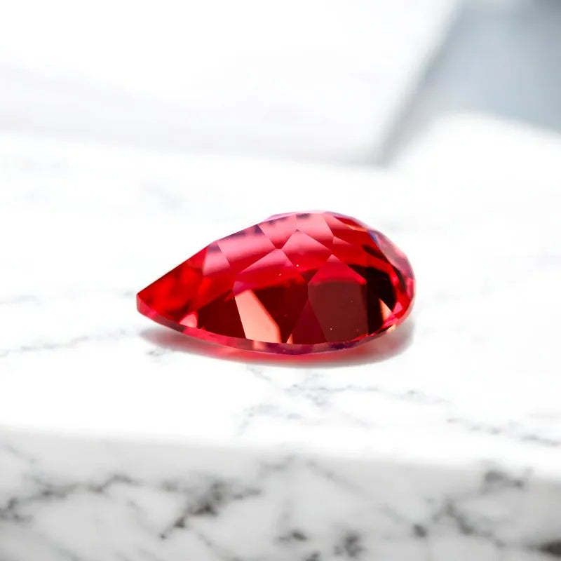 Pear Cut Lab Grown Sapphire Sunset Red Color for Charms for Jewelry Making with Certificate Wholesale Extremely Shiny Quality