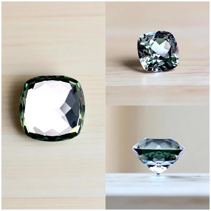 Sapphire Cushion Shape Green Color Lab Grown Gemstone VVS1 for Diy Charms  Advanced Jewelry Making Multiple Shapes Certificate