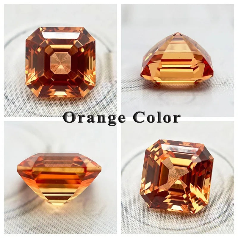Lab Grown Sapphire Asscher Cut Cornflower Color Gemstone DIY Ring Necklace Earrings Main Materials Selectable AGL Certificate