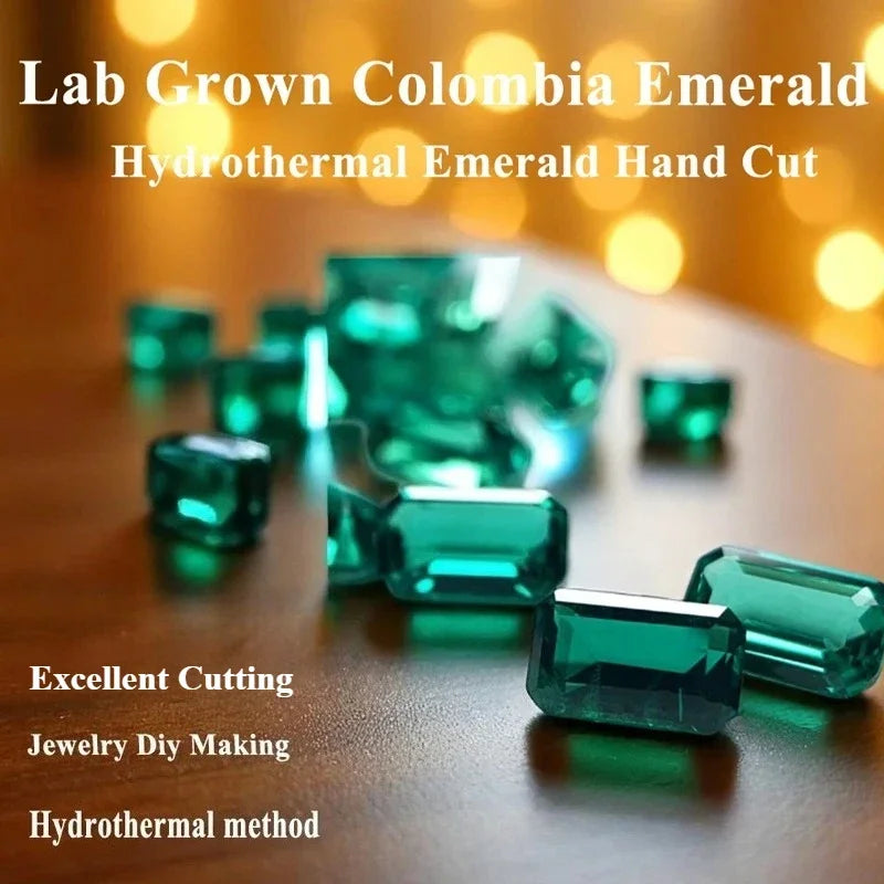 Hydrothermal Emerald Hand Cut Laboratory Columbia Emeralds Size 3x5mm  with Cracks Inclusions Inside Selectable AGL Certificate