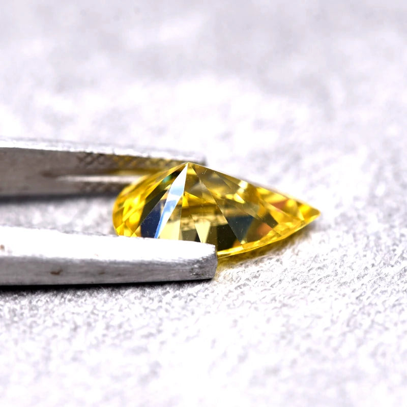Pear Cut Lemon Yellow Color Moissanite Synthetic Gemstone with Certificate DIY Jewelry Making