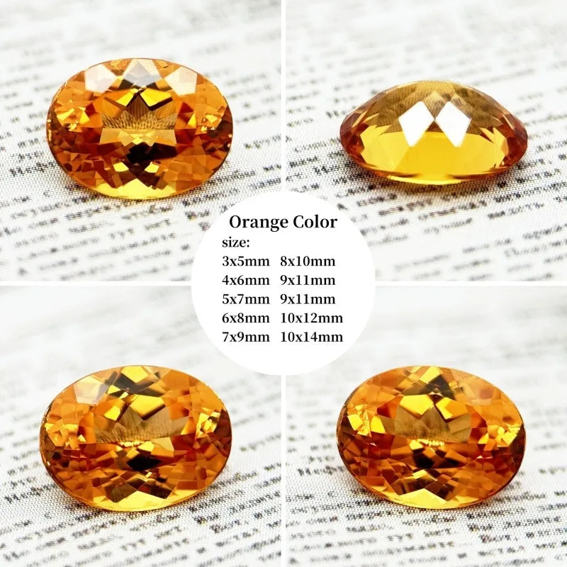Lab Grown Sapphire Oval Cut Orange Color DIY Advanced Jewelry Making Inlay Ring Necklace Selectable AGL Certificate