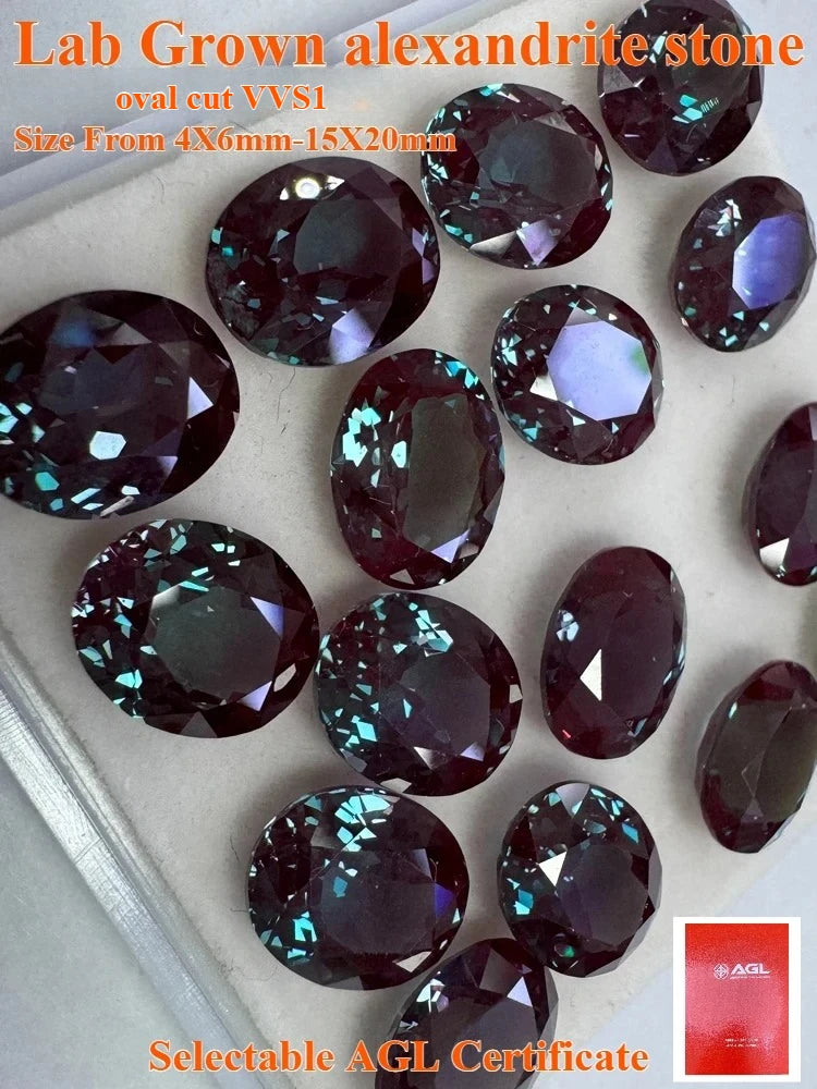 Lab Grown alexandrite stone oval cut color change stone gemstone for diy jewelry making with certificate