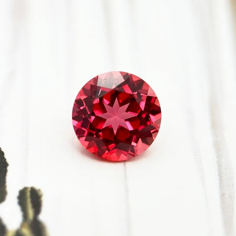 Lab Grown Sapphire Round shape Sunset Red Color Gemstone DIY Ring Necklace Earrings Main Materials Selectable AGL Certificate