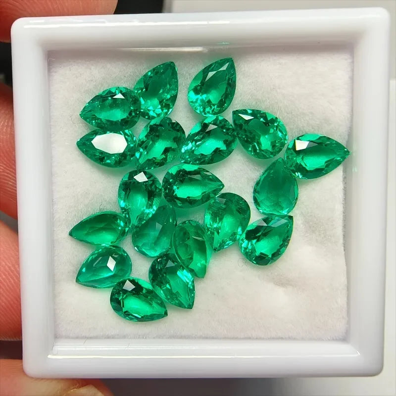 Lab Grown Colombia Emerald Pear Cut Hydrothermal Emeralds for Advanced Jewelry Making Materials Selectable AGL Certificate