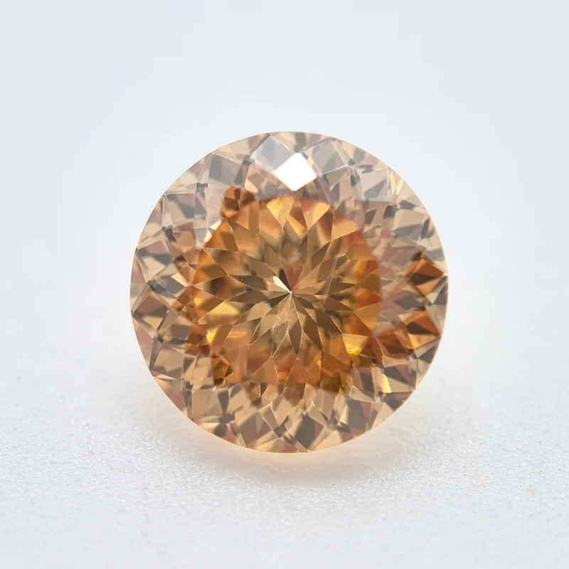 Moissanite Stone 100 Faceted Champagne Primary Color Round Shape Lab Grown Diamond Charms for Jewel Making  with Certificate