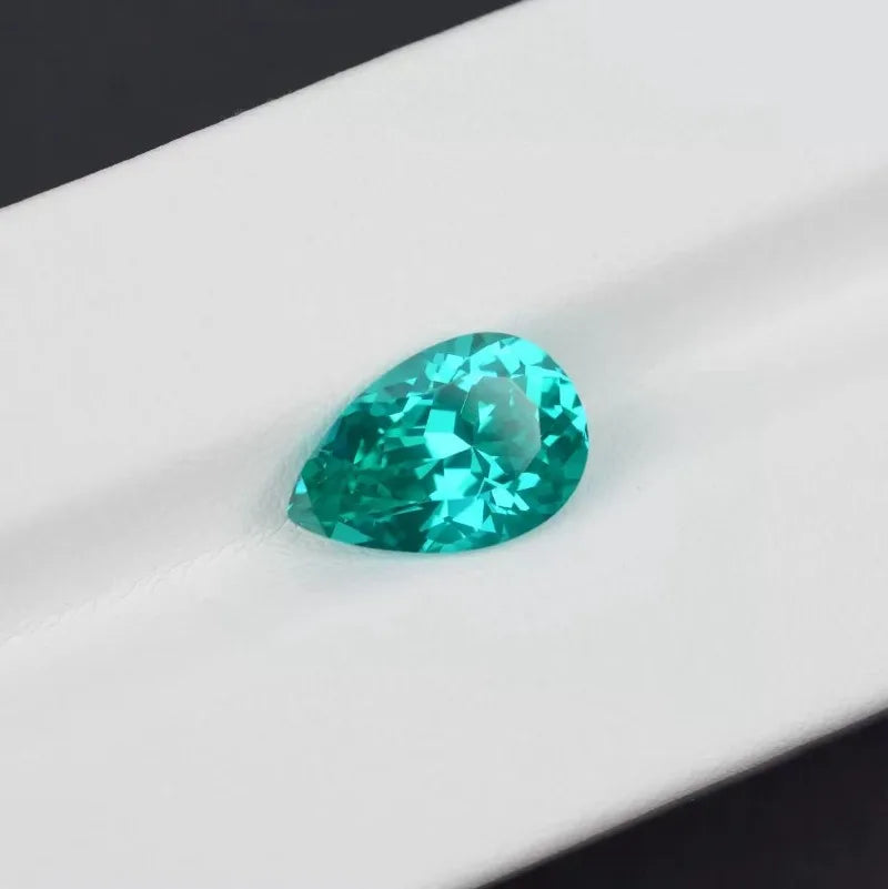 Lab Grown Paraiba Pear Cut Neon Blue Color Gemstone for DIY Jewelry Making Inlay Ring Necklace Bracelet AGL Certificate