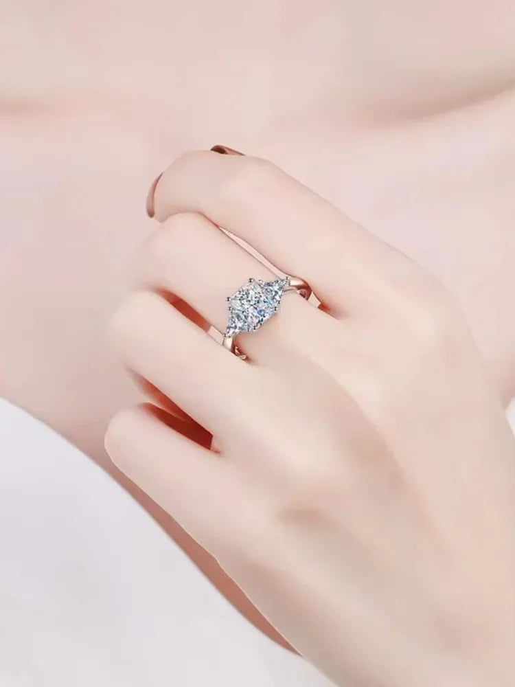 Fashion 925 Sterling Silver Ring Moissanite Ring VVS1 Women's Alien Exaggerated Luxury European American Rings With Certific