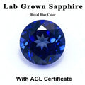 Lab Grown Sapphire Royal Blue Color Round Shape Charm Gemstones for Diy Jewelry Making Material Selectable AGL Certificate