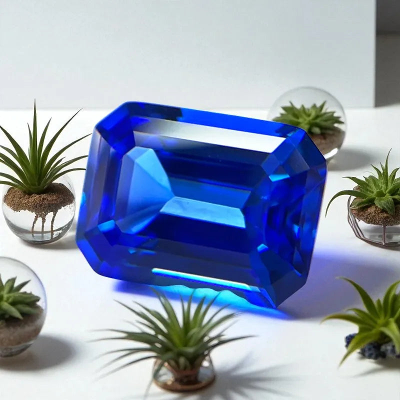 Lab Grown Cobalt Spinel Emerald Cut Blue Color VVS1 Synthetic Gemstone for DIY Jewelry Making Gift Selectable AGL Certificate