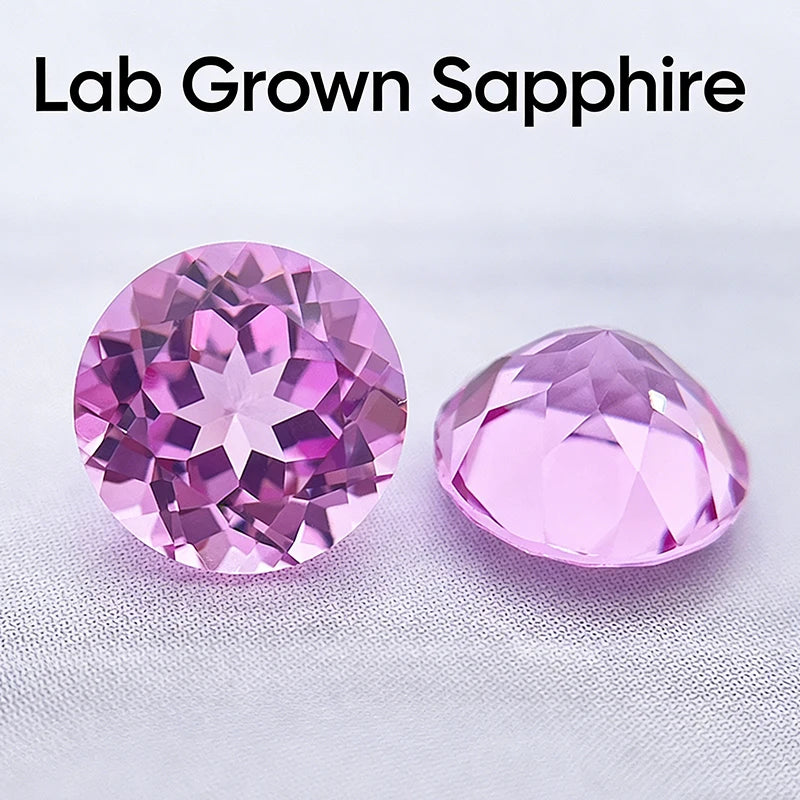Lab Grown Sapphire High Quality Round Cut Pink Color DIY Jewelry Making Ring Main Materials Selectable AGL Certificate