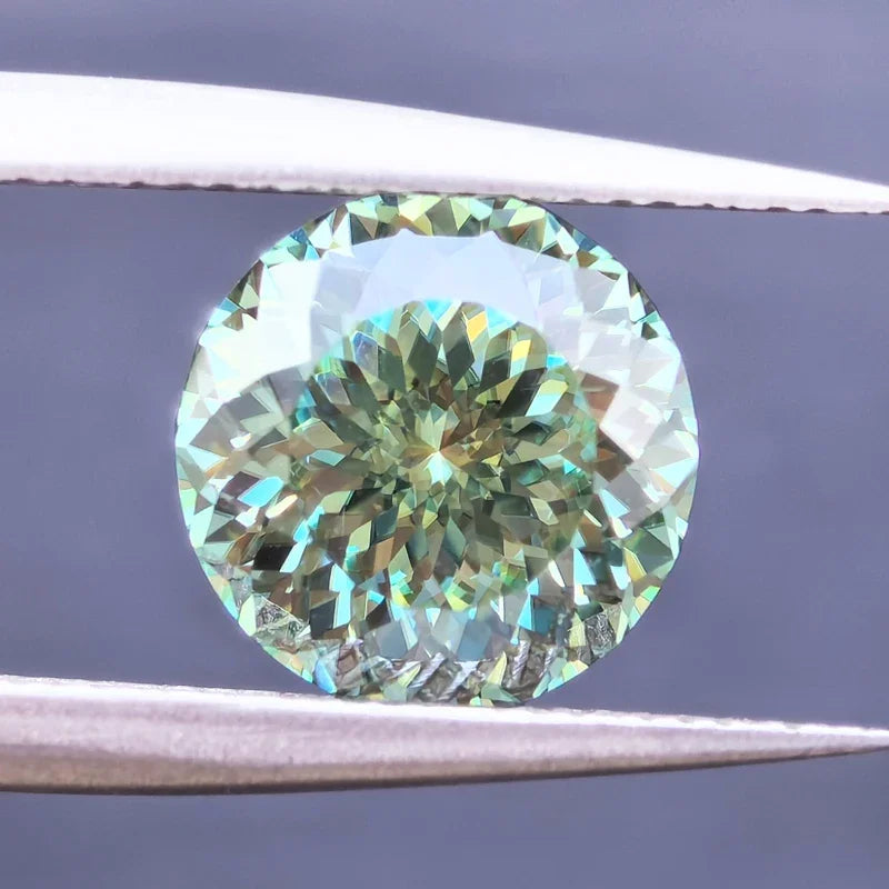 Moissanite Stone 100 Faceted Cut Blue Green Natural Color Multiple Sizes for DIY Charms Jewelry Making with Certificate