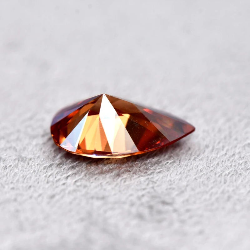Pear Cut Garnet Color Moissanite Synthetic Gemstone with Certificate DIY Ring Necklace Earrings Main Materials