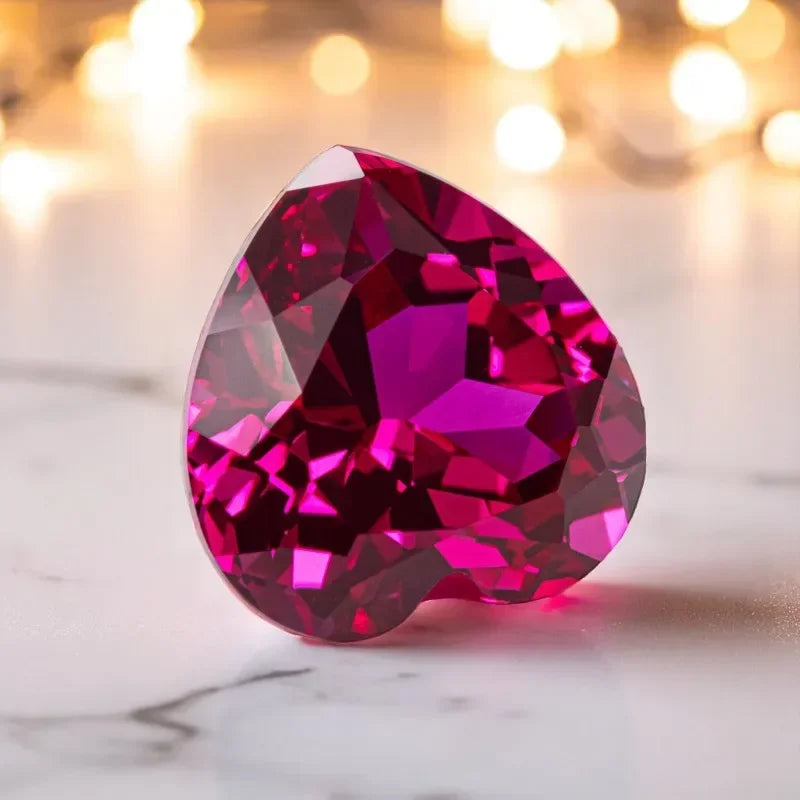Rubellite Color Heart Shape Lab Grown Ruby VVS1 Stone for Charms Diy Jewelry Making Necklace Material Selectable AGL Certificate