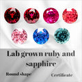 Round Shape Ruby and Sapphire synthetic gemstone Multiple Colors Selectable Hand Cutting Certificate Extremely Shiny Quality