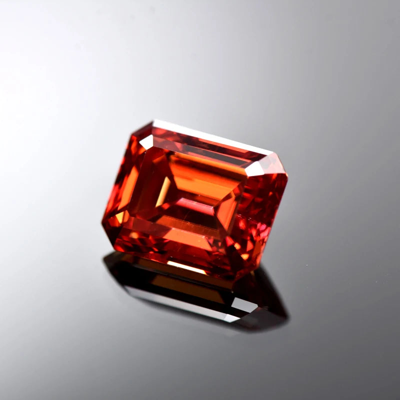 Emerald Cut Moissanite Stone VVS1 Garnet Color Certificate  Artificial Gemstone DIY Jewelry