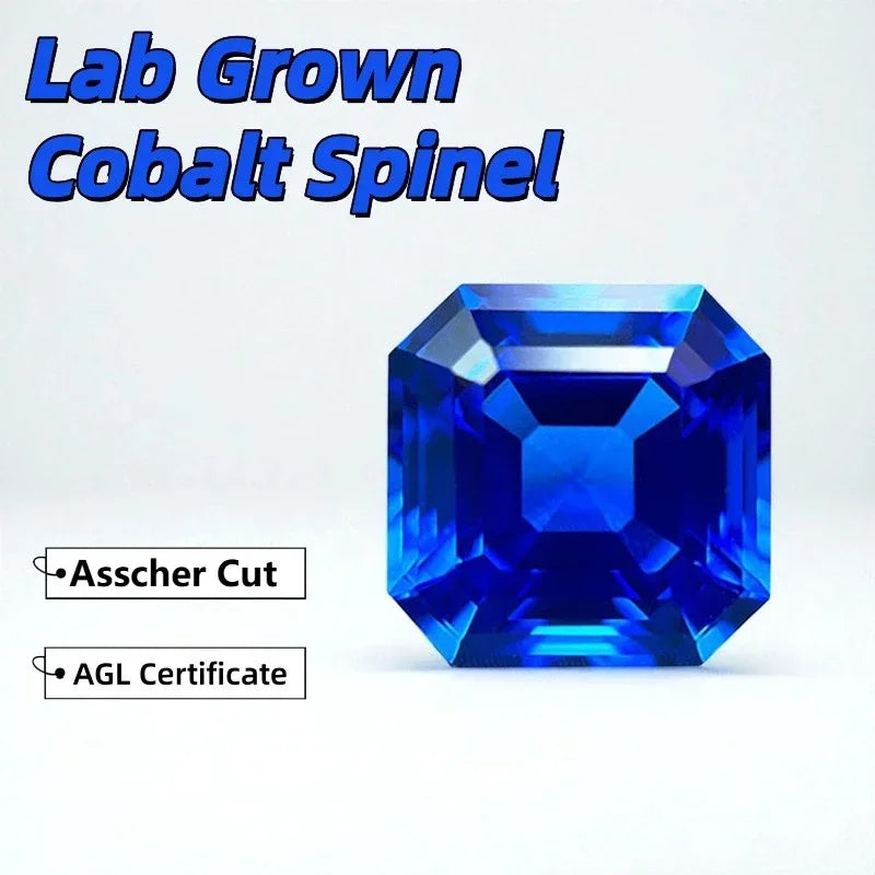 TOPHot Sales Lab Grown Cobalt Spinel Asscher Cut Gemstone for DIY Ring Necklace Earrings Main Materials Selectable Certificate