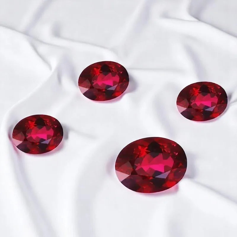 Lab Grown Ruby Oval Shape Pigeon Blood Red Color Hand-cut Gemstones For DIY Jewelry Materials Selectable AGL Certificate