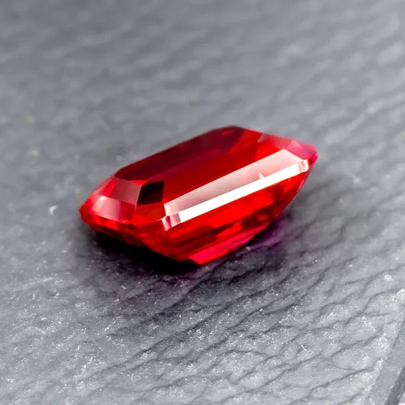 Top Lab Grown Ruby Emerald Cut Pigeon Blood Color Small Size DIY Charms Jewelry Main Materials Extremely Shiny