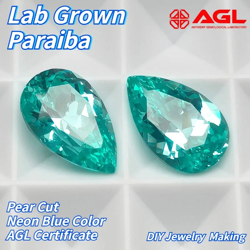 Lab Grown Paraiba Gemstone Sugar Tower Shape for DIY Jewelry Making Ring Necklace Inlay AGL Certificate Lab Created Paraiba