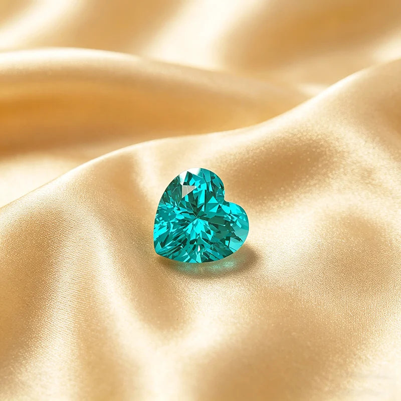 Lab Grown Paraiba Gemstone Heart Shape Loose Gemstones For Jewelry Setting Multi Shapes Available Round Pear Heart Emerald