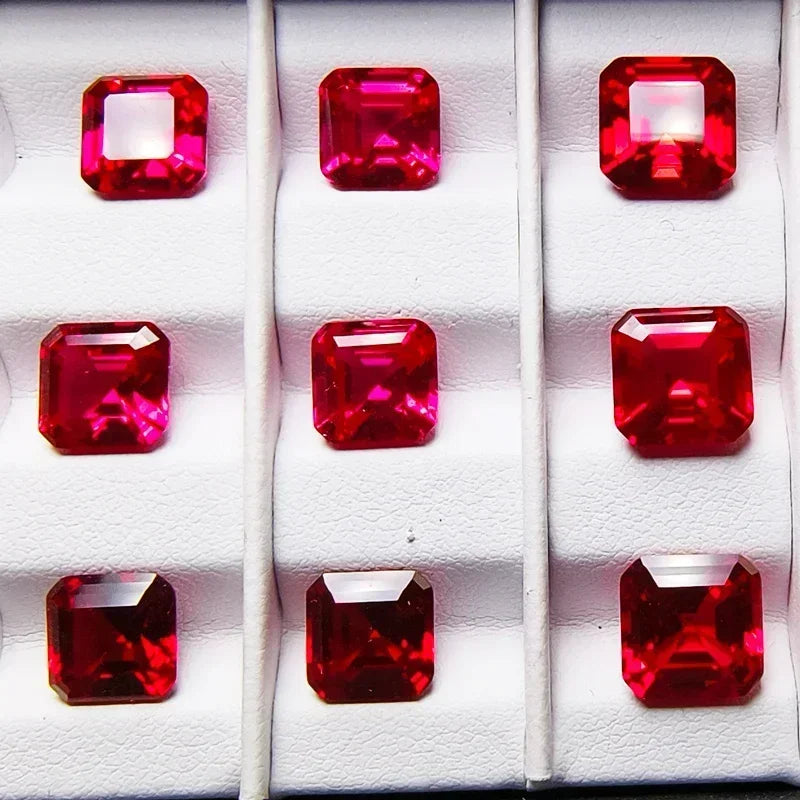 Lab Grown Ruby Asscher Square Shape Pigeon Blood Red VVS1 Selectable AGL Certificate Gemstone For Diy Jewelry Making Materials