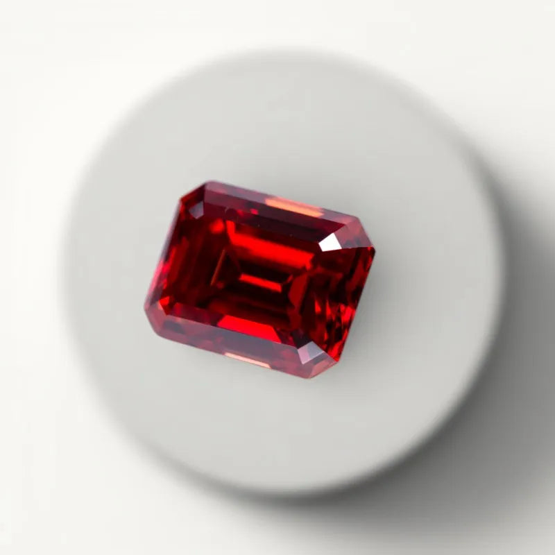 Moissanite Rectangle Shape Emerald Cut  Artificial Gemstone Garnet Color Certificate Wholesale