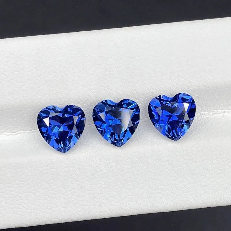 Lab Grown Sapphire Heart Shape Royal Blue Color VVS1 DIY Charms Jewelry Making Main Materials Selectable AGL Certificate
