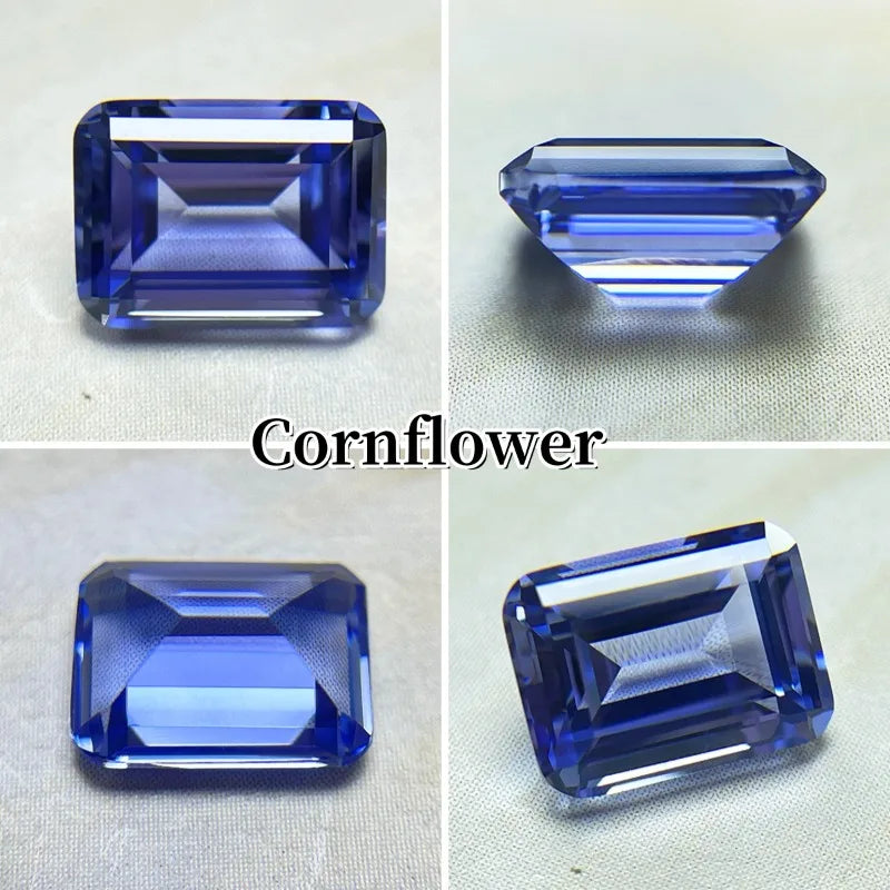 Lab Sapphire Emerald Cut Multiple Colors Available Aluminum Oxide Czochralski Gemstone for Diy Jewelry Selectable Certificate