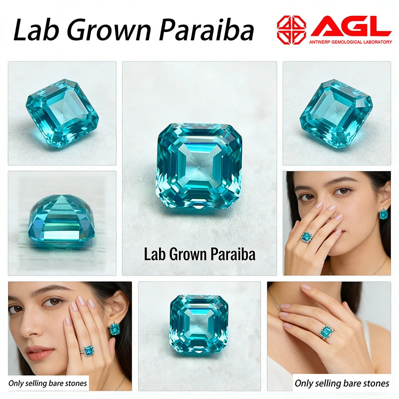 Lab Grown Paraiba Heart Cut Neon Blue Color for DIY Advanced Jewelry Making Inlay Ring Necklace Selectable AGL Certificate