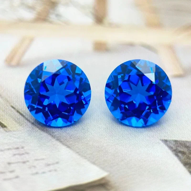 TOPLab Grown Cobalt Spinel Round Cut Gemstone for DIY Ring Necklace Earrings Main Materials Selectable Certificate