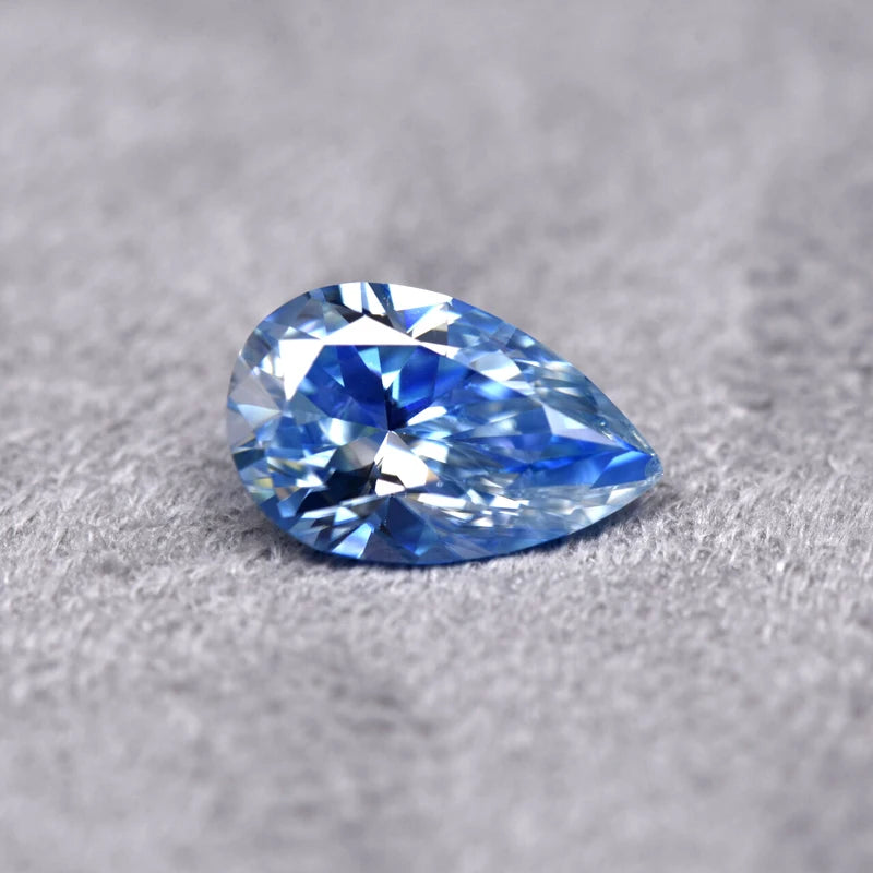 Pear Cut Ice Blue Color Moissanite Synthetic Gemstone with Certificate Charms Gemstone