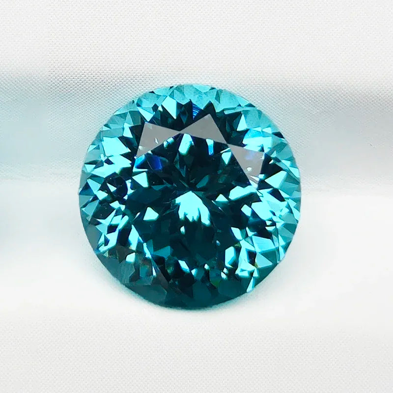 Lab Grown Paraiba Round Shape 100 Faceted Cut Lab Created Sapphire Gemstone Jewelry Making Materials Selectable AGL Certificate