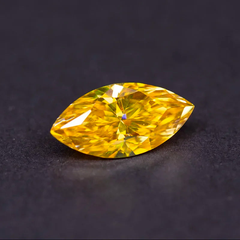 N-Moissanite Stone Golden Yellow Color Marquise Cut For Jewelry Making DIY Ring Necklace Earrings Main Materials With Certificat