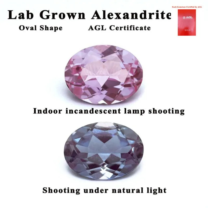 Lab Grown Alexandrite Gem Oval Cut Purple Color Charms Beads for DIY Jewelry Making Materials Selectable AGL Certificate