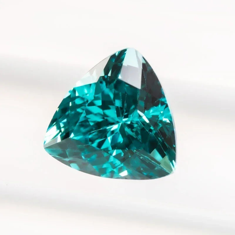 Lab Grown Sapphire Paraiba Fat Triangle Trillion Charms Gemstone  DIY Ring Necklace Earrings Main Materials  AGL Certificate