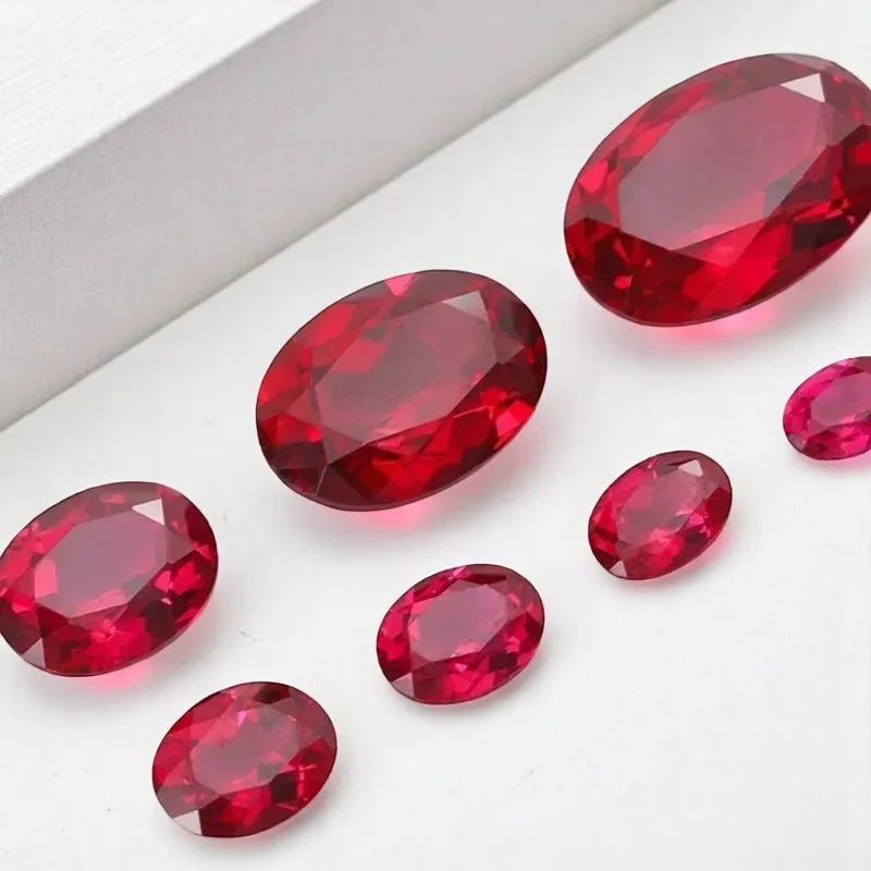 Lab Grown Ruby Oval Shape Pigeon Blood Red Color Hand-cut Gemstones For DIY Jewelry Materials Selectable AGL Certificate