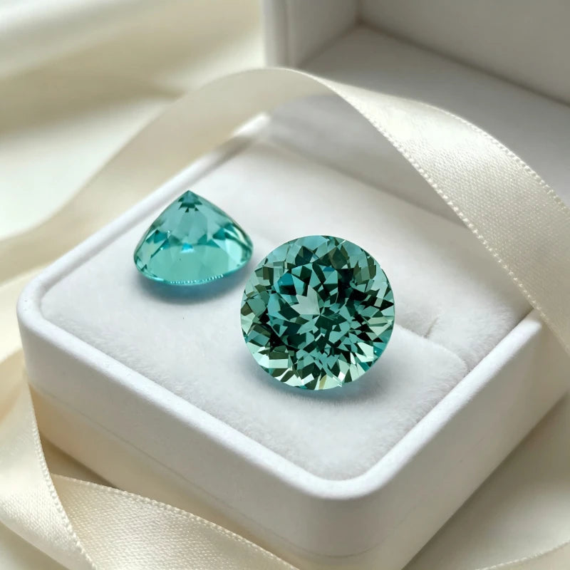 Paraiba Round Shape Artificial Gemstone Neon Blue Color Available Certificate Wholesale