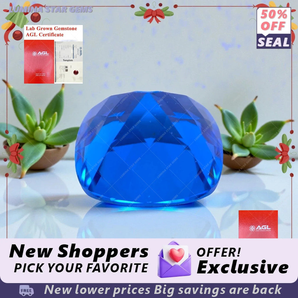 TOPTLab Grown Cobalt Spinel Cushion Cut Gemstone For Jewelry DIY  Making Main Materials Selectable Certificate