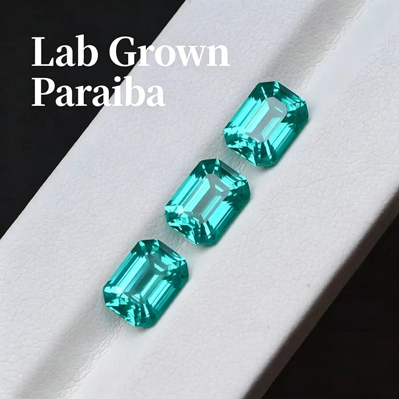 Lab Grown Paraiba Rectangle Cushion Cut Neon Blue Color Gemstone for DIY Jewelry Making Ring Necklace Inlay AGL Certificate