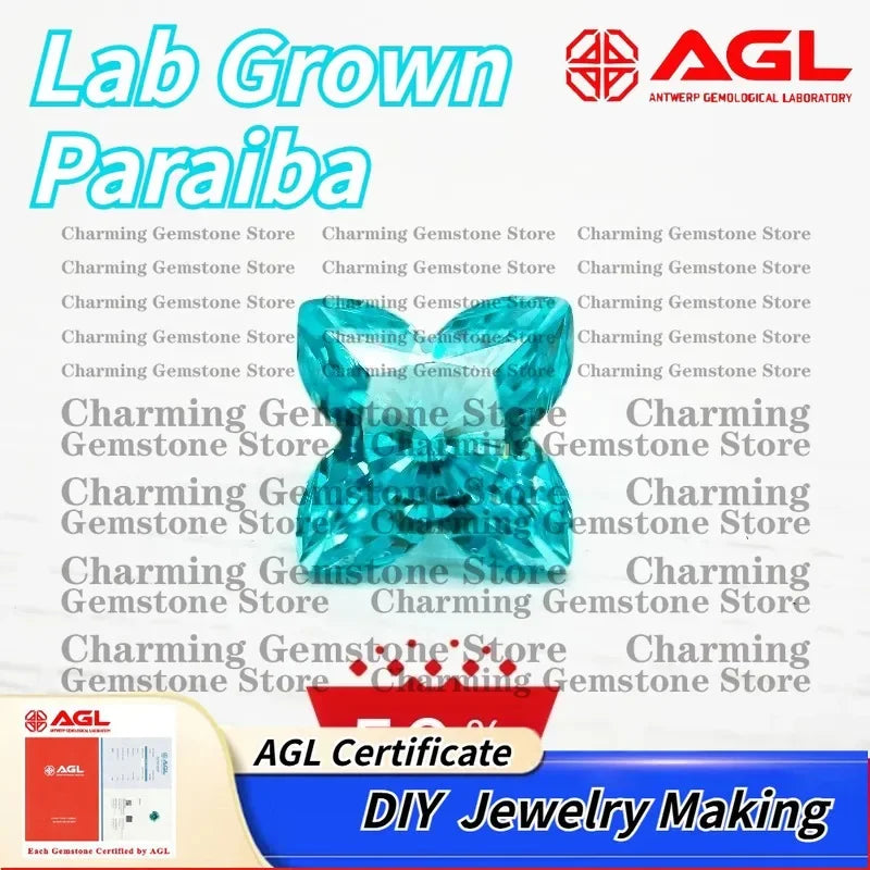 Lab Grown Paraiba Gemstone Quincunx Cut for DIY Jewelry Making Ring Necklace Inlay AGL Certificate Lab Created Paraiba