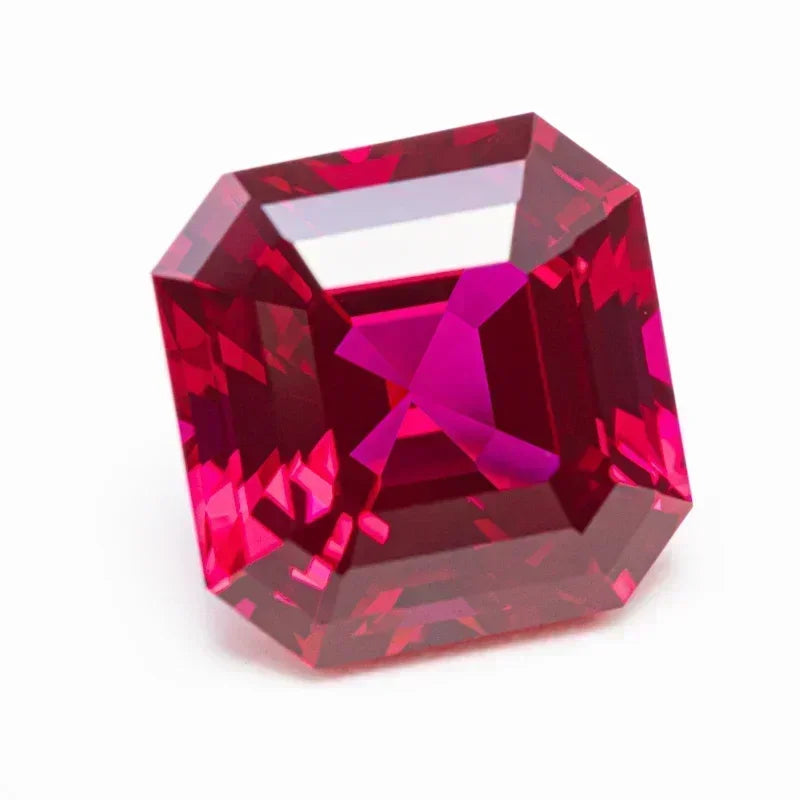 Red Color  Asscher Cut Lab Grown Ruby Square VVS1 Gemstone Charms DIY for Jewelry Making Material Selectable AGL Certificate