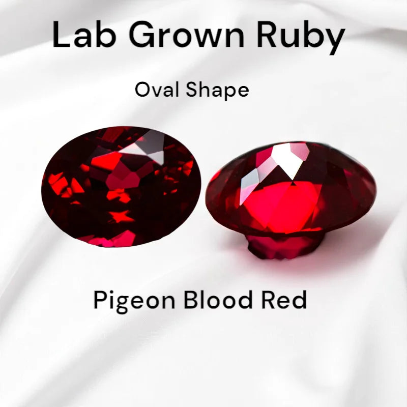 Lab Grown Ruby Pigeon Blood Red Multiple Sizes Oval Shape Gemstone With AGL Certificate For Earring Pendant Jewelry Making