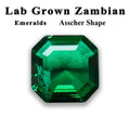Lab Grown Zambian Emeralds Asscher Cut Hydrothermal Hand Cutting with Cracks Inclusions Inside Selectable AGL Certificate