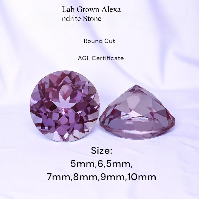 Lab Grown Alexandrite Stone Round Cut Colorful Gemstone With AGL Certificate For Jewelry Making