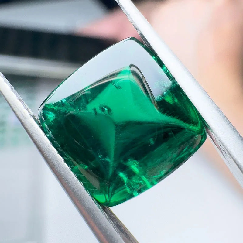 Lab Grown Zambian Emerald Square Cushion Cut Smooth Surface for DIY Jewelry Making with Natural Inclusions AGL Certificate